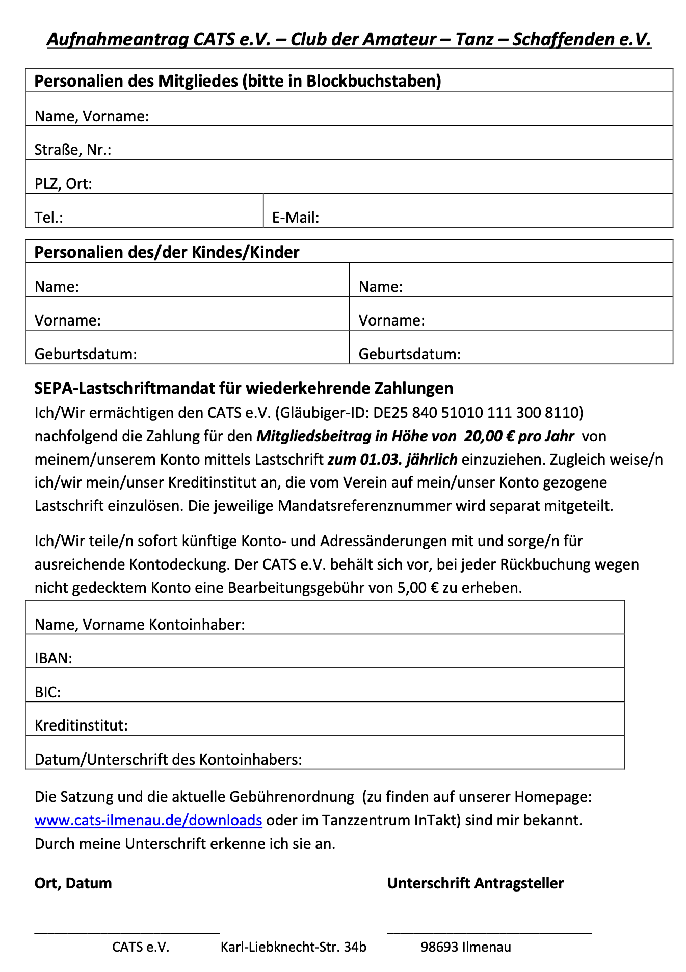 Aufnahmeantrag